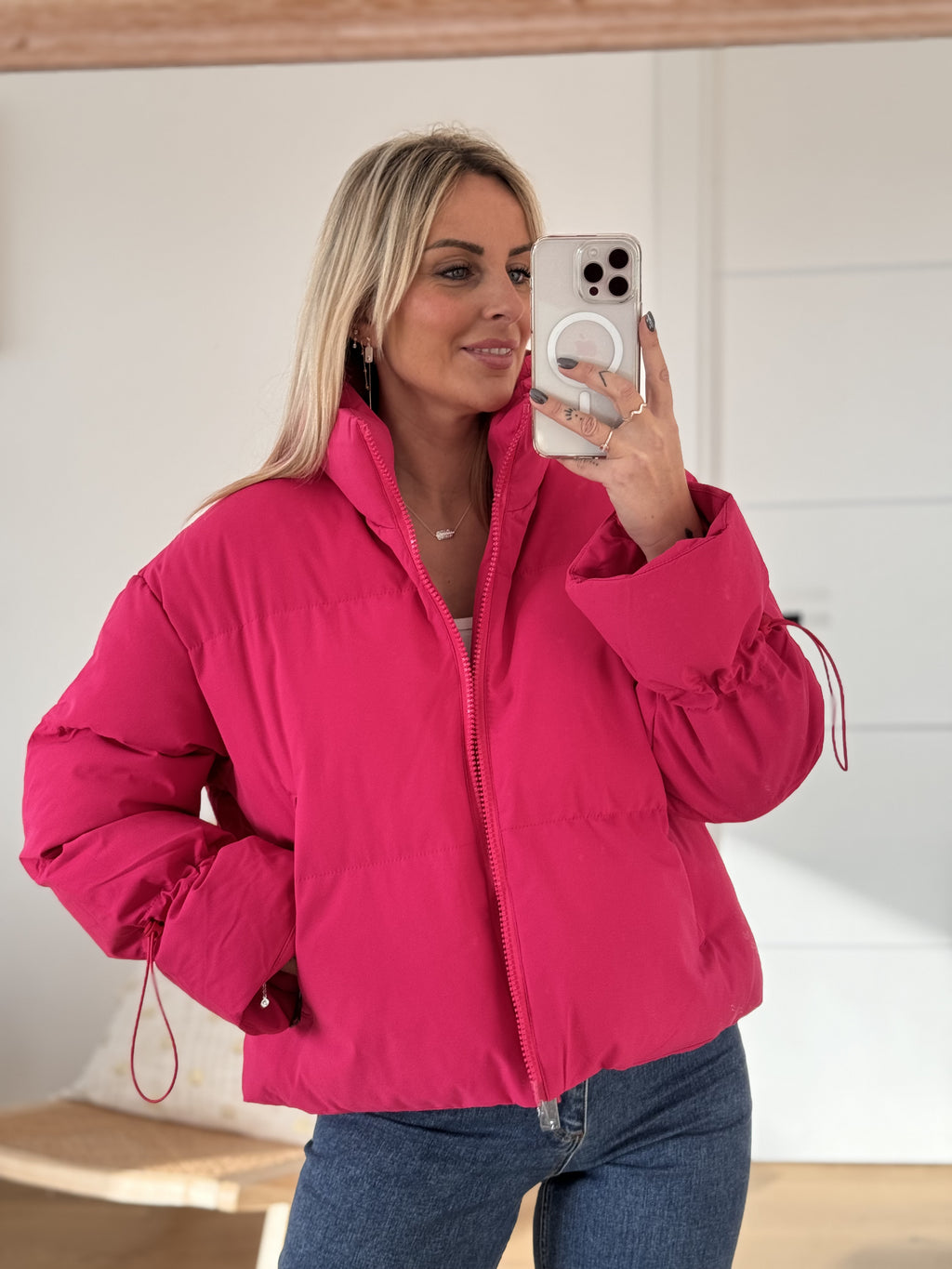 Doudoune courte rose online