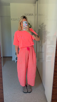 Pantalon Vichy rose