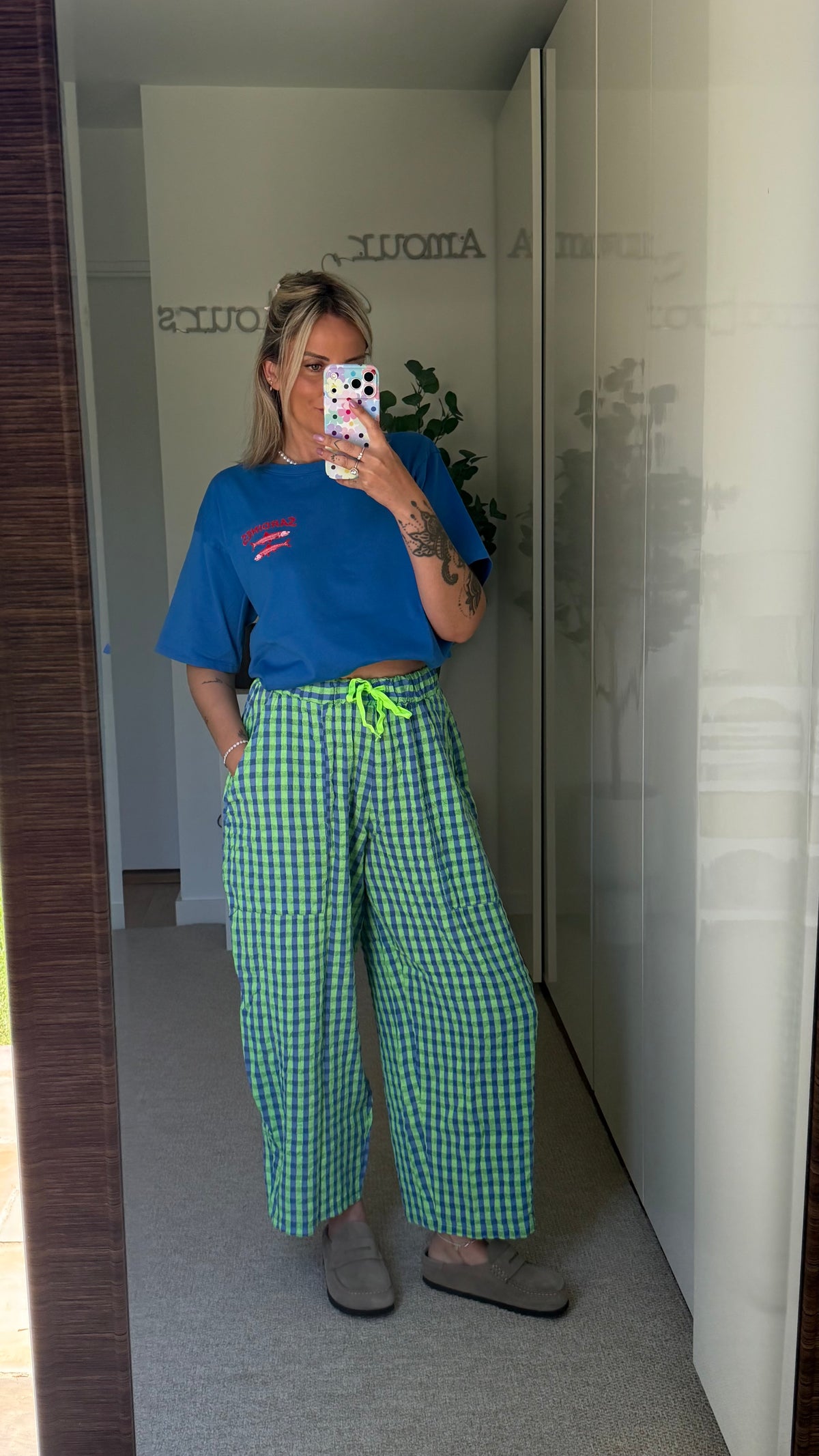 Pantalon Vichy bleu
