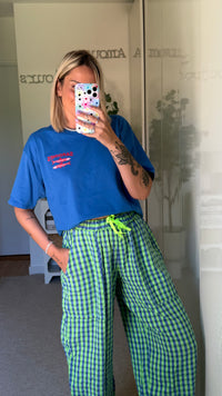 Pantalon Vichy bleu