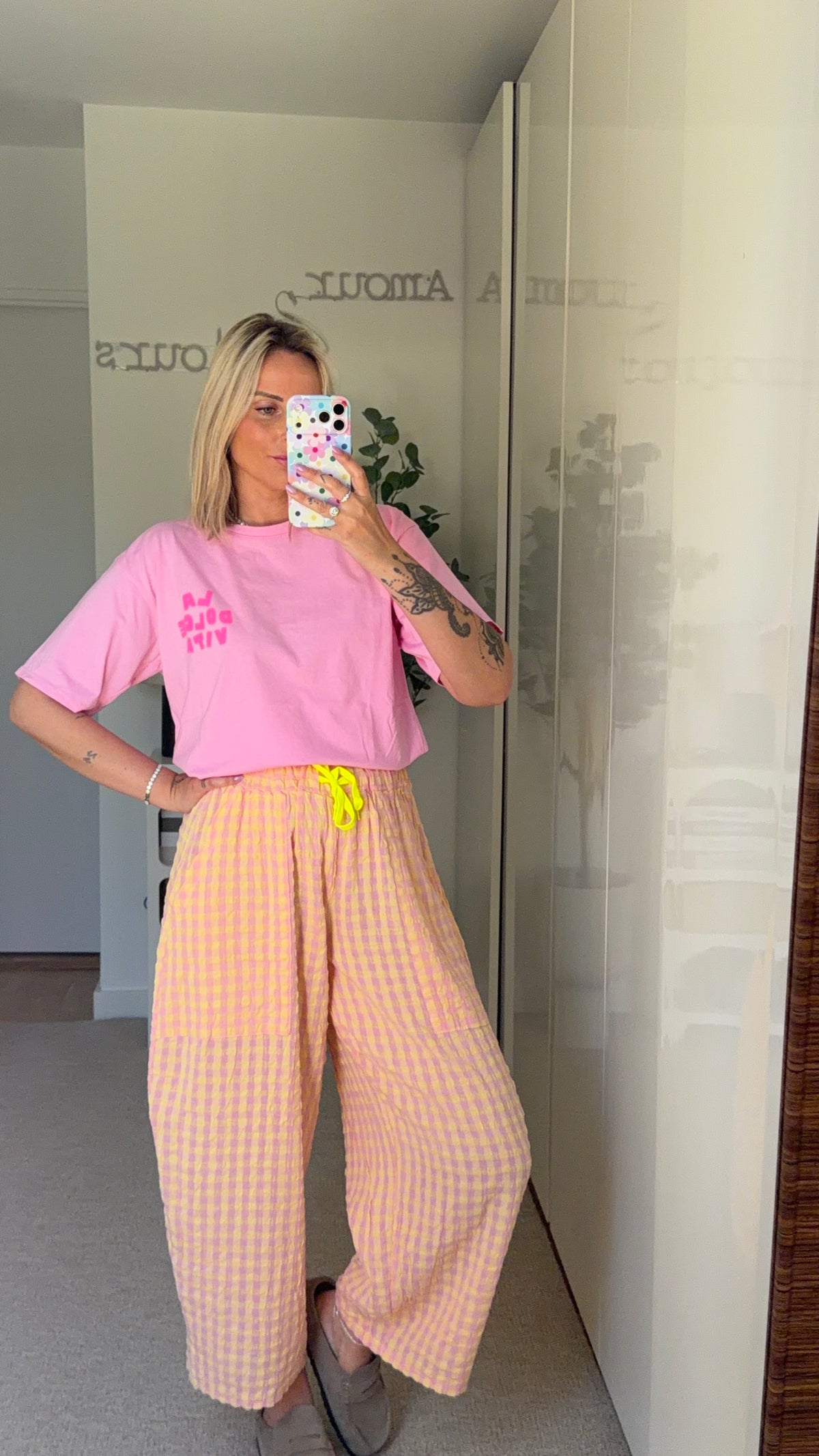 Pantalon Vichy jaune