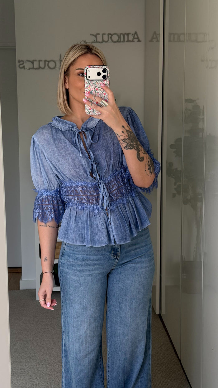 Blouse Bohème - Bleue - ROSABAYA