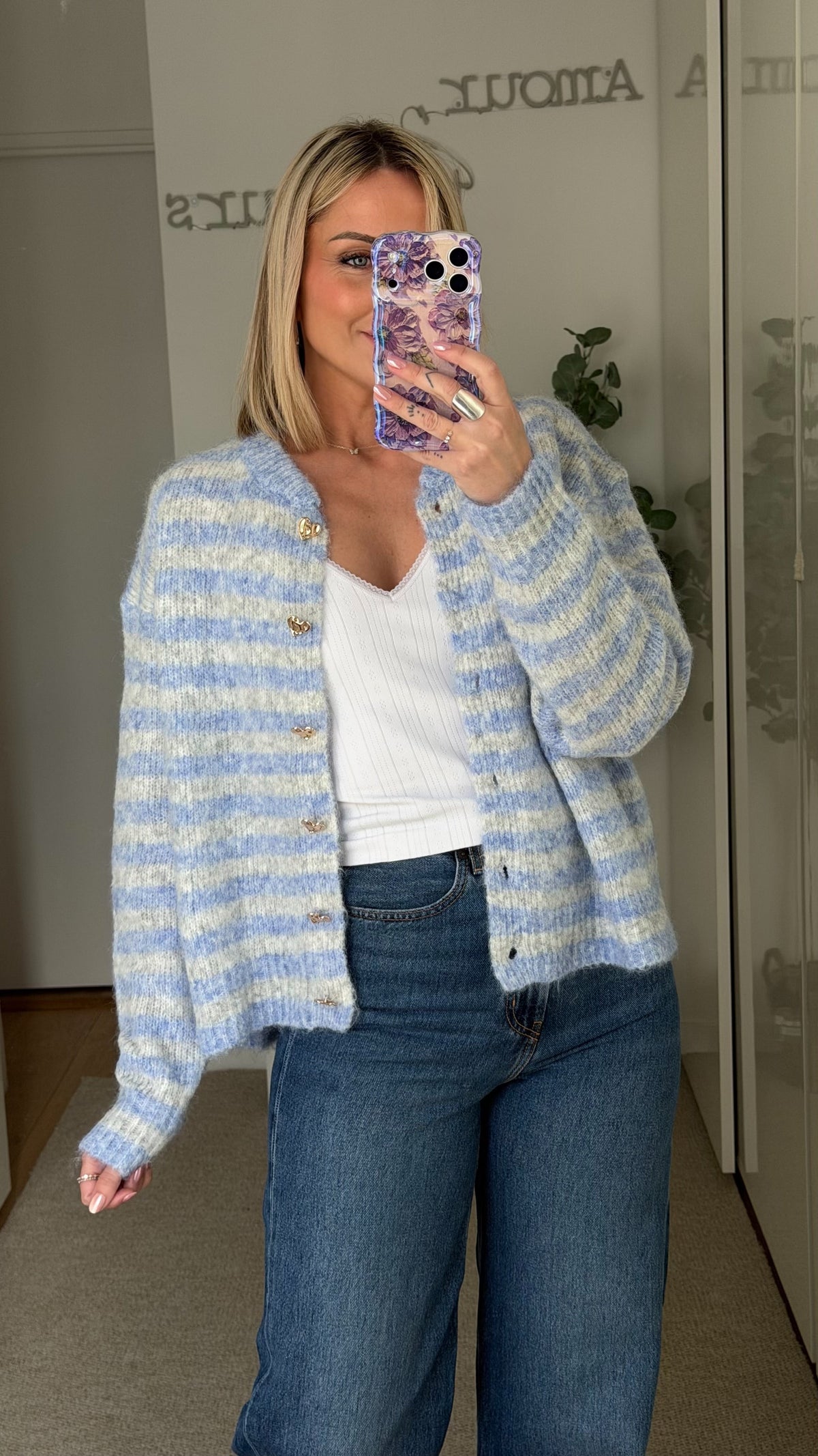 Gilet Cœurs - Bleu - ROSABAYA