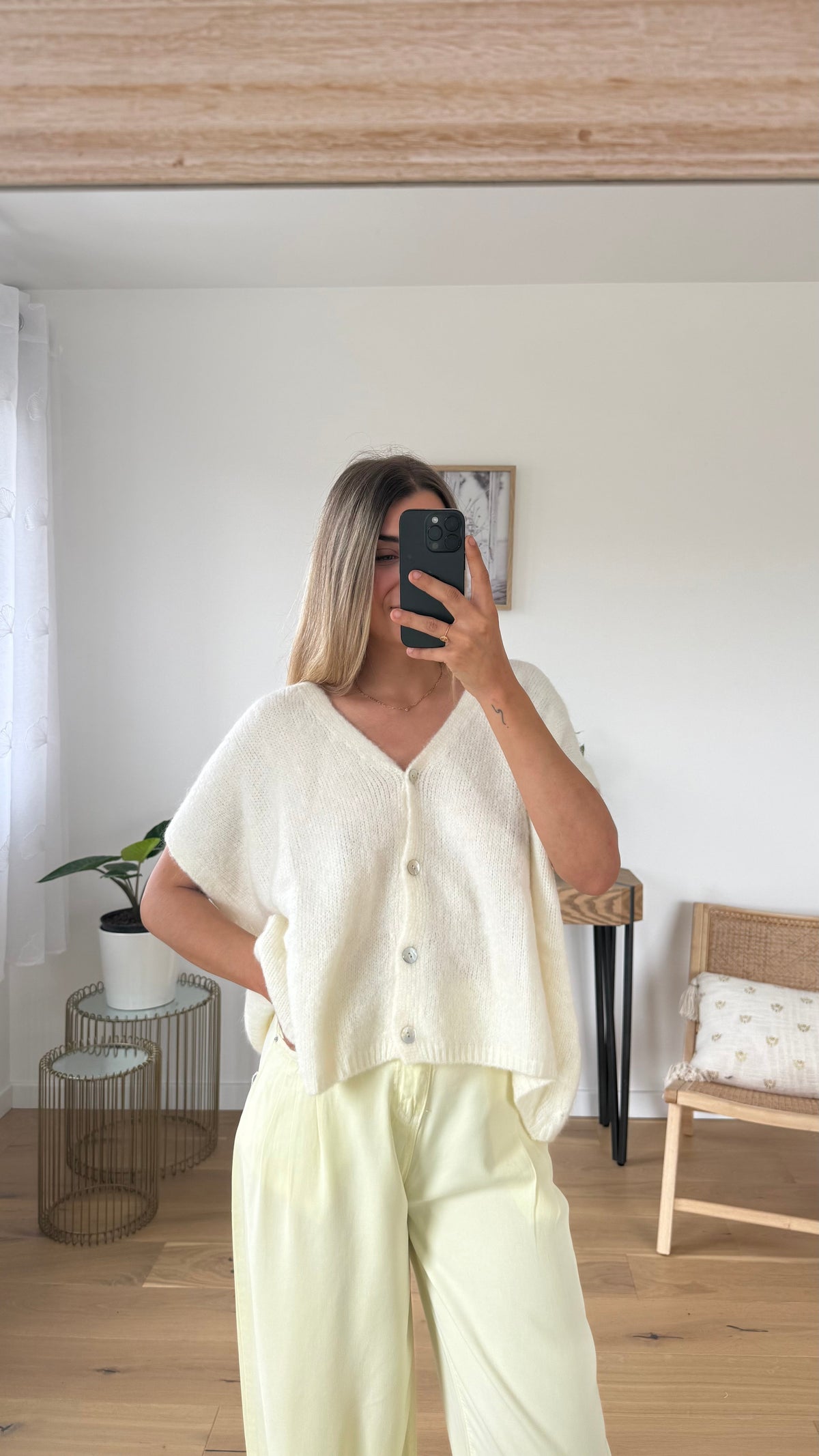 Gilet Serano sans manches - Écru - ROSABAYA