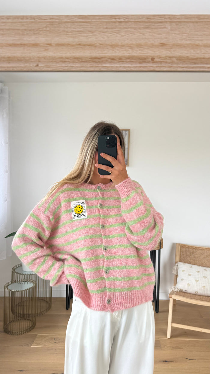 Gilet Smiley - Rose - ROSABAYA