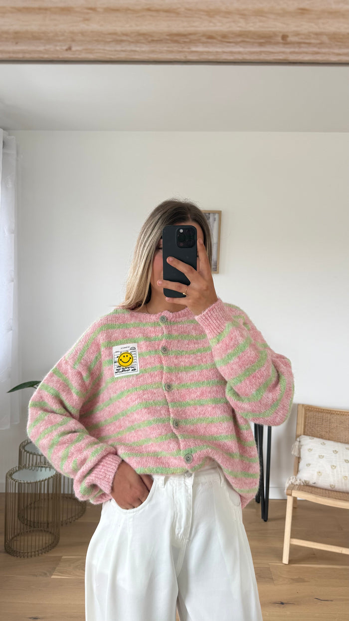 Gilet Smiley - Rose - ROSABAYA