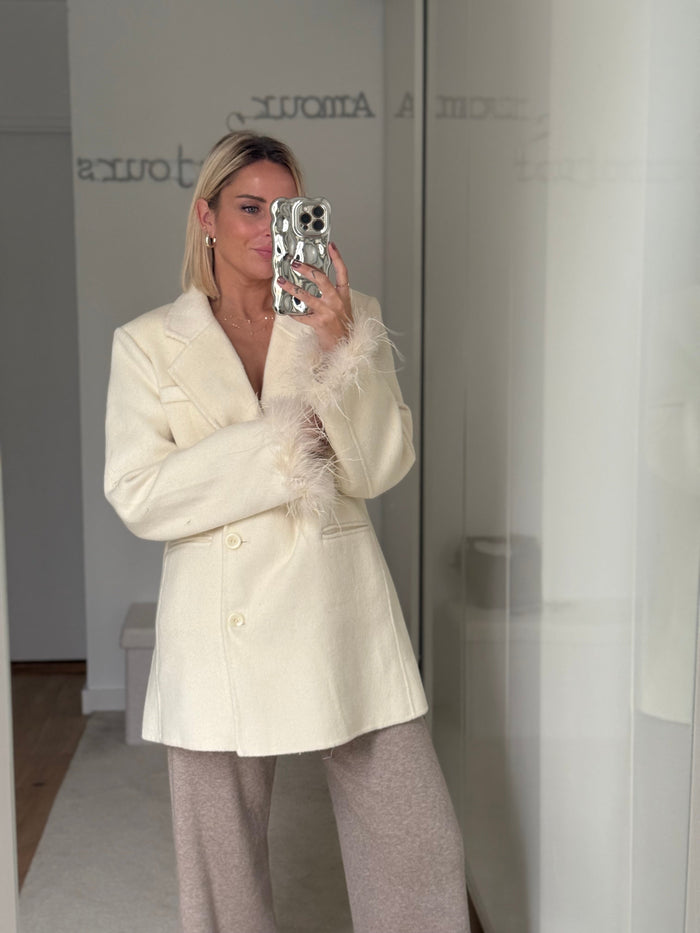 Manteau Blazer Crème - 100% Laine - ROSABAYA