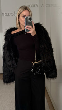 Manteau Fourrure Greta - Noir - ROSABAYA