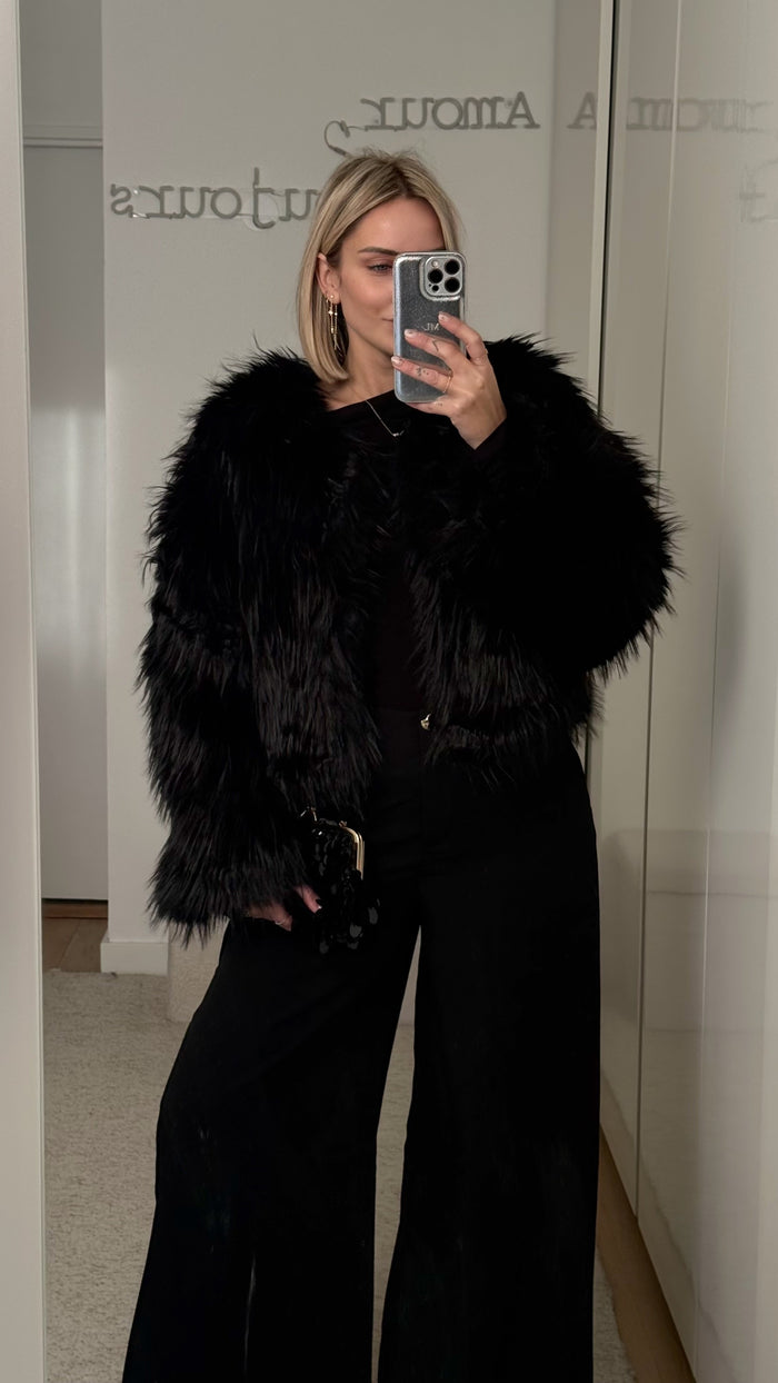 Manteau Fourrure Greta - Noir - ROSABAYA