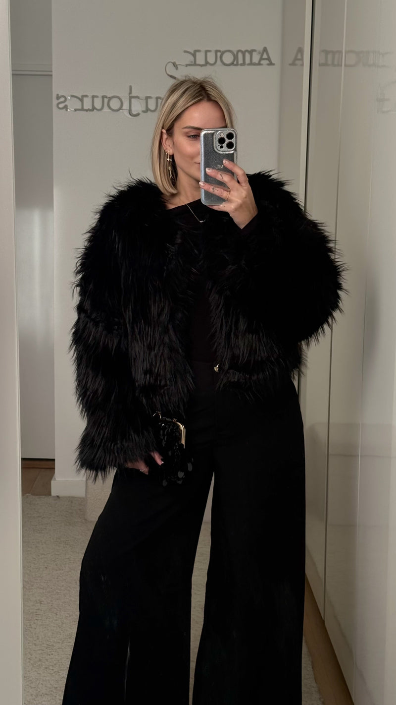 Manteau Fourrure Greta - Noir - ROSABAYA