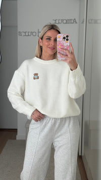 Pull Ourson - Blanc (Précommande) - ROSABAYA