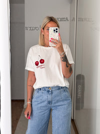 T - shirt Cerises - Blanc - ROSABAYA