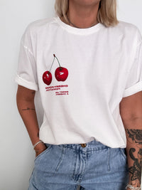 T - shirt Cerises - Blanc - ROSABAYA