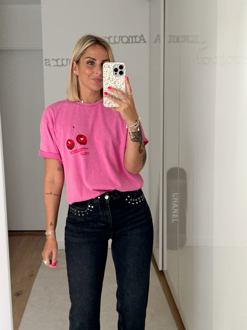 T - shirt Cerises - Rose - ROSABAYA