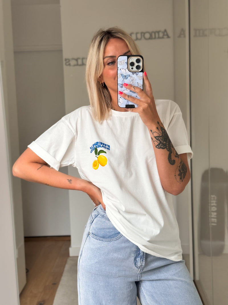 T - shirt Citrons - Blanc - ROSABAYA