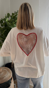 T-shirt Coeur - Blanc - ROSABAYA