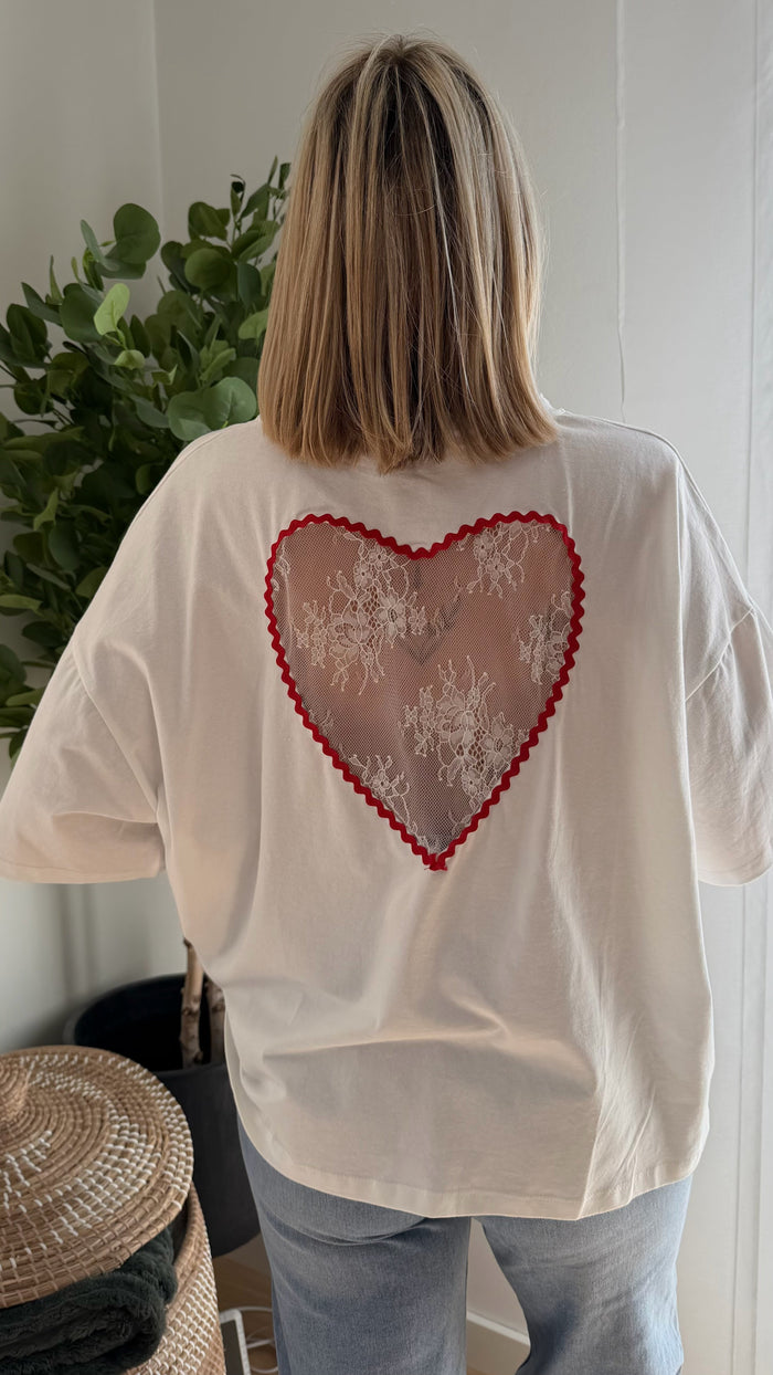 T-shirt Coeur - Blanc - ROSABAYA