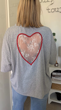 T-shirt Coeur - Gris - ROSABAYA
