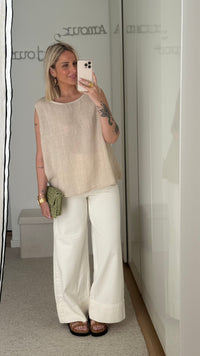 Top Lino - Beige - ROSABAYA
