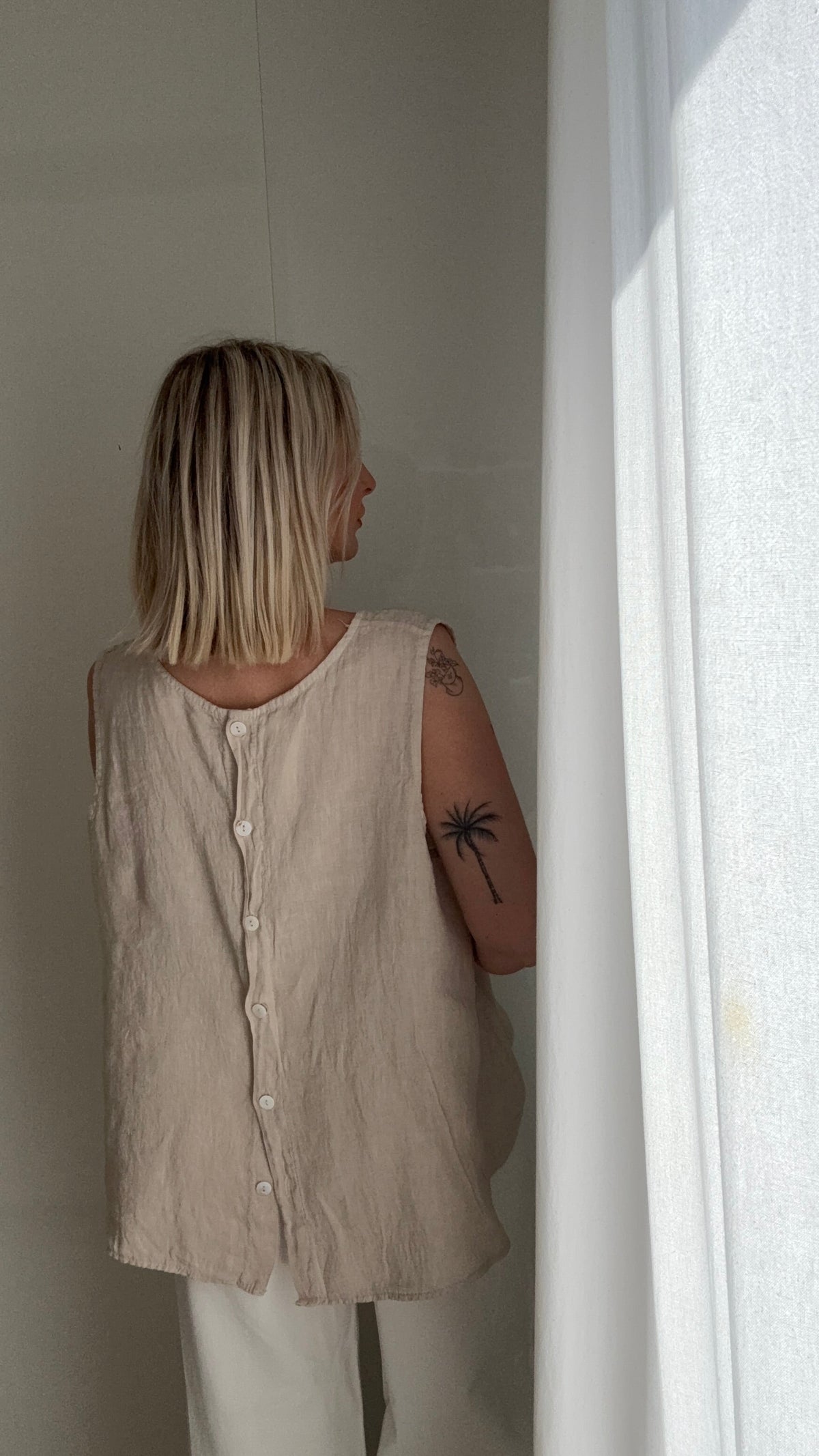 Top Lino - Beige - ROSABAYA