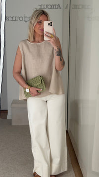 Top Lino - Beige - ROSABAYA