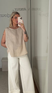Top Lino - Beige - ROSABAYA