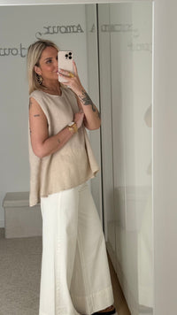 Top Lino - Beige - ROSABAYA