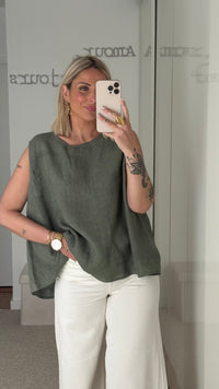 Top Lino - Kaki - ROSABAYA