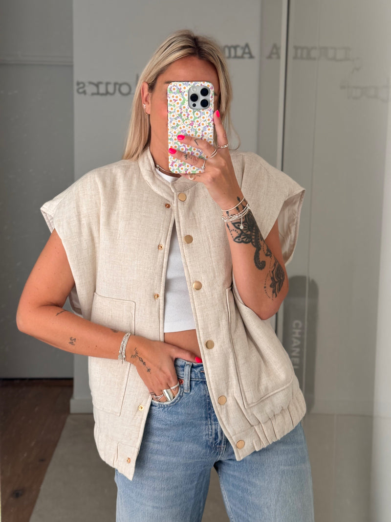 Veste sans manches Riley - Beige - ROSABAYA